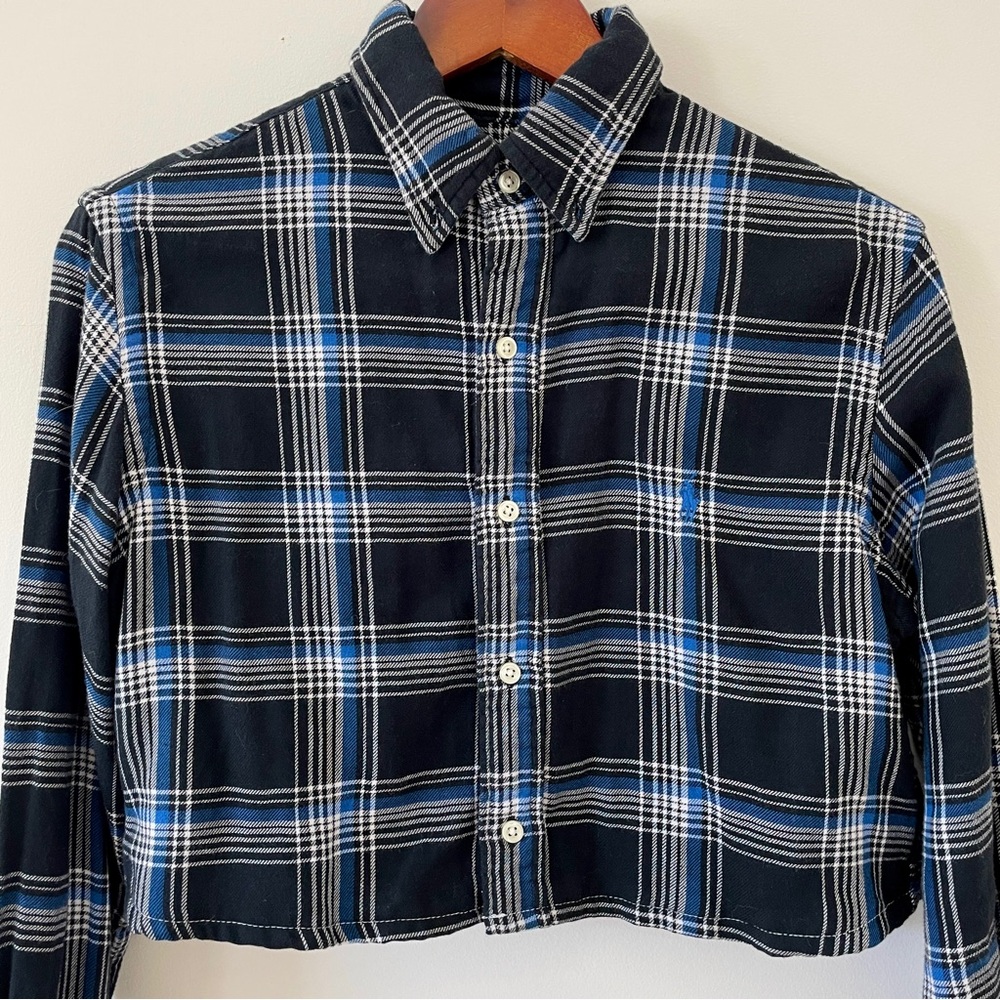 Reworked Vintage Ralph Lauren Blue Navy Plaid Shirt